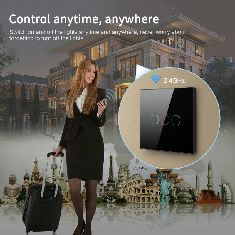 1/2/3 Gang Tuya Smart Life Glass Panel EU Standard Touch Switch Zero/Single Fire Line Voice Control Light Wireless Wall | Электроника