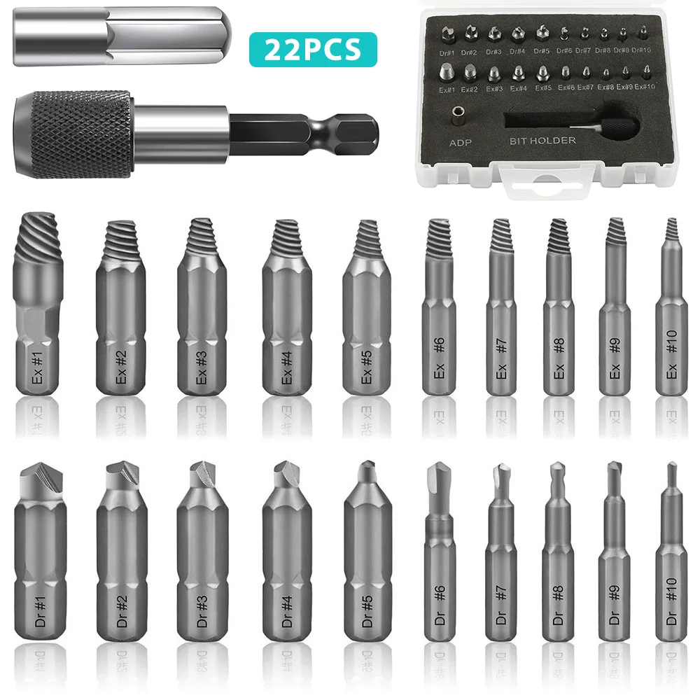 

Набор сверло для извлечения для удаления сломанных винтов, 22 шт.