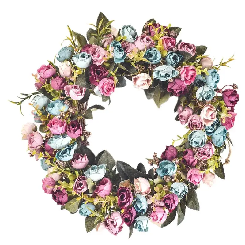 

1 шт. искусственная Роза, реалистичное подвесное украшение, венок для настенного дерева