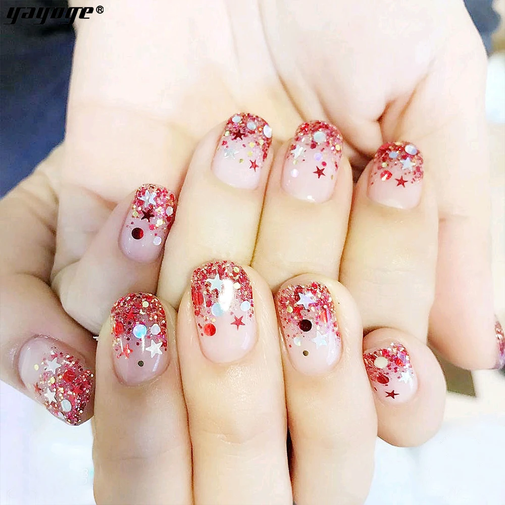 Yayoge 1 коробка Рождественские ногти DIY снежинки декор с блестками Зимний снег ногтей радужные хлопья маникюр Дизайн ногтей украшения
