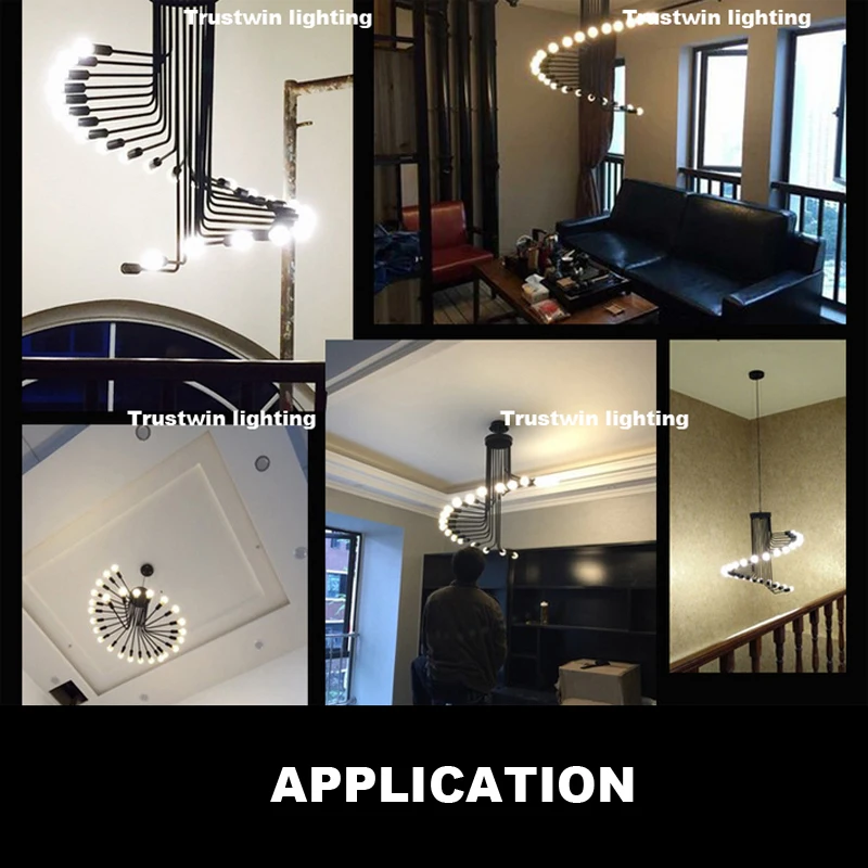 Современный винтажный подвесной светильник Лофт железный спиральный для