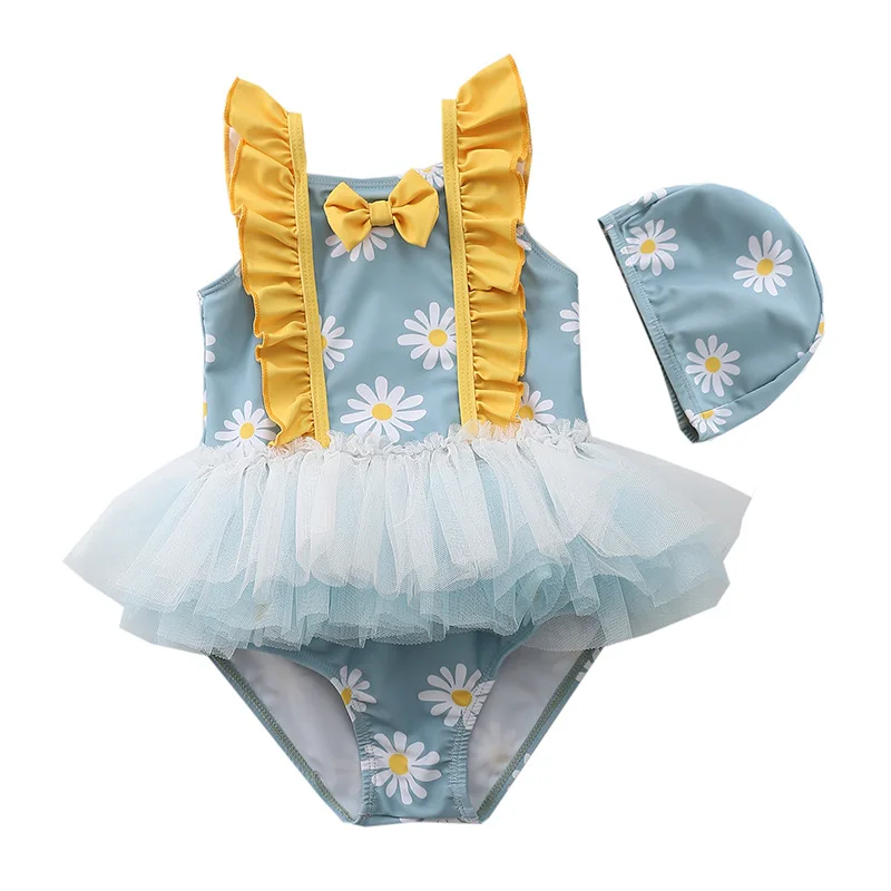 

1-6 Years Girls Summer Swimsuit Children's One Piece Swimwear Lace Princess Dress Children's Swimwear Beach Swimsuit