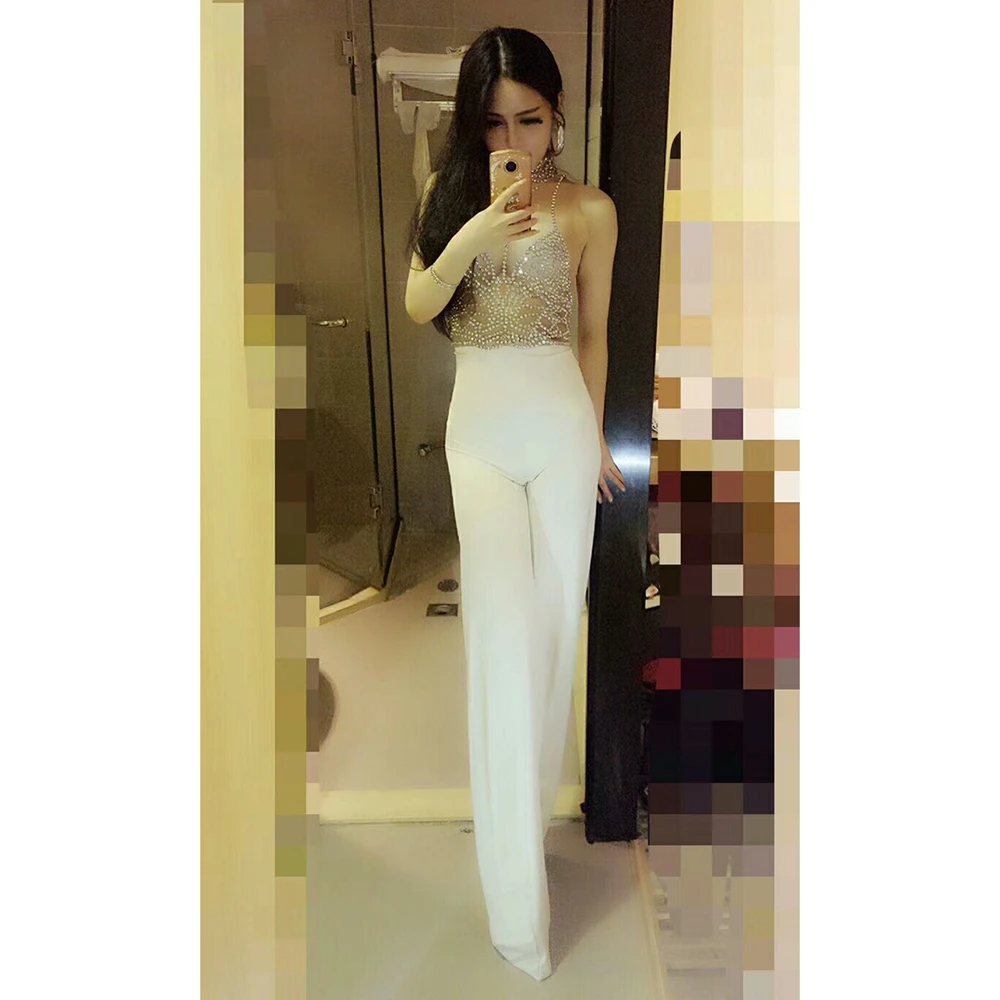 Sparky со стразами свободные леггинсы комбинезон для женщин сценические костюмы