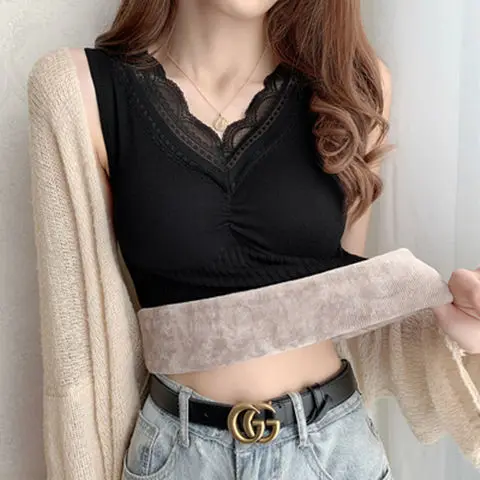 

Женская осенне-зимняя кружевная майка, сезон 2021, женский жилет, нижнее белье, женский топ, удобная кофта без рукавов, женская кофта, H77