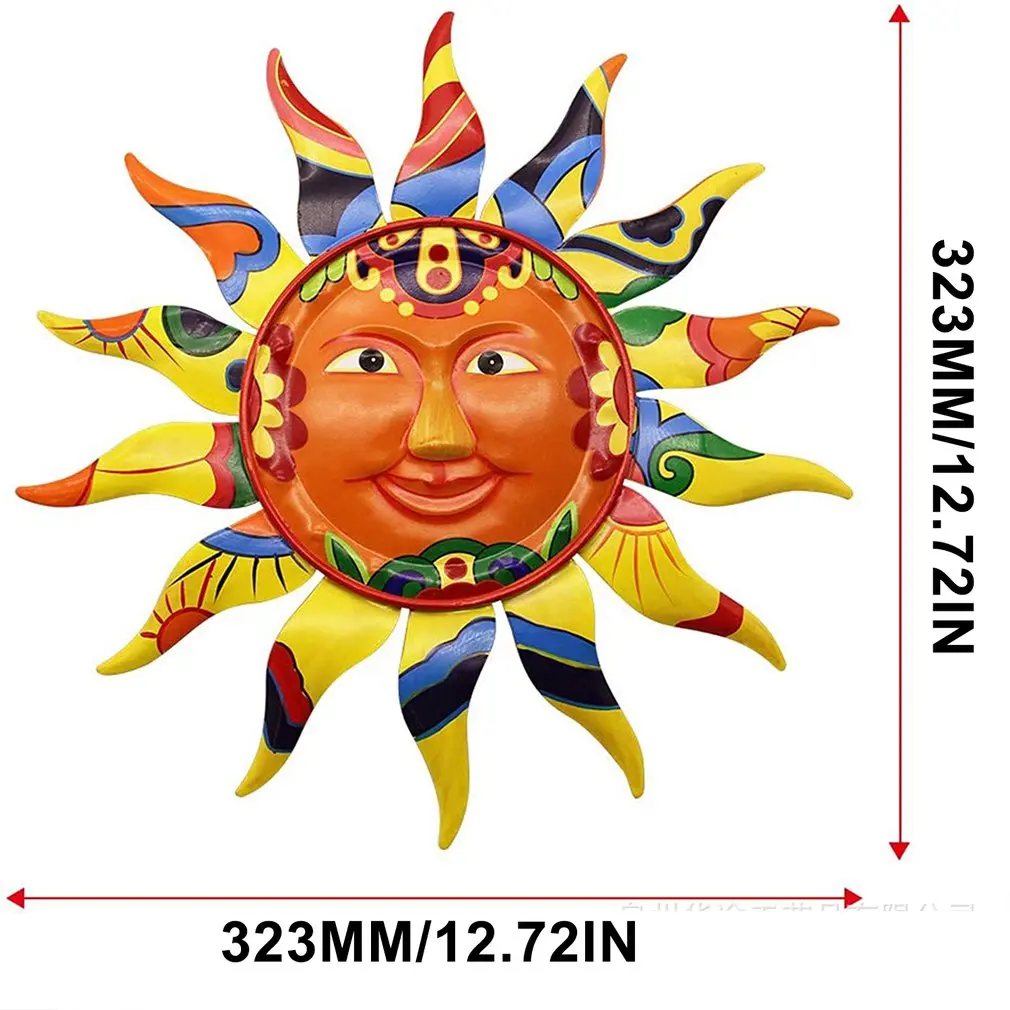 

Large Metal Sun Wall Art Decor Sun Face Wall Garden Sculptures Statues Hand Painted Hanging Art Decor