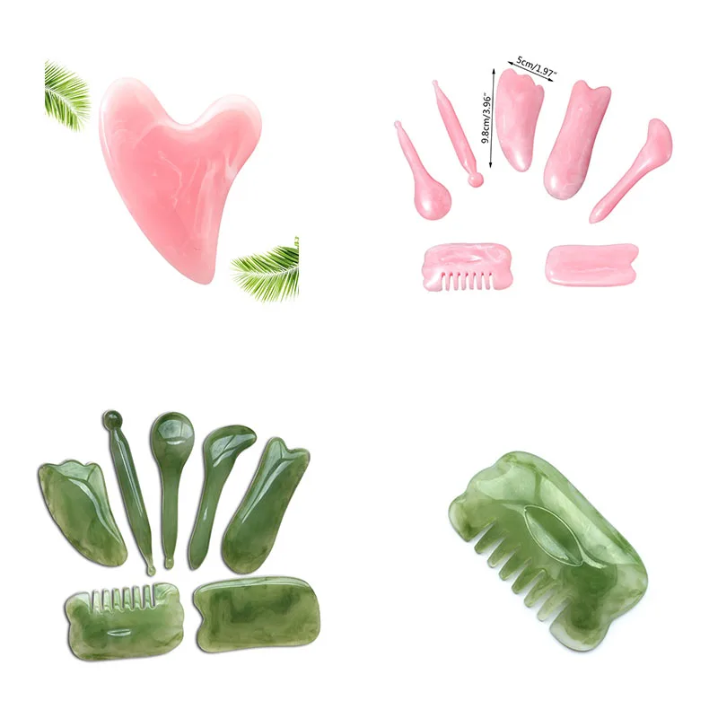 

7pcs/set Natural Resin Massage Scraping For Face Neck Beeswax Guasha Scraper Massager Scrape Therapy Acupoint Acupressure