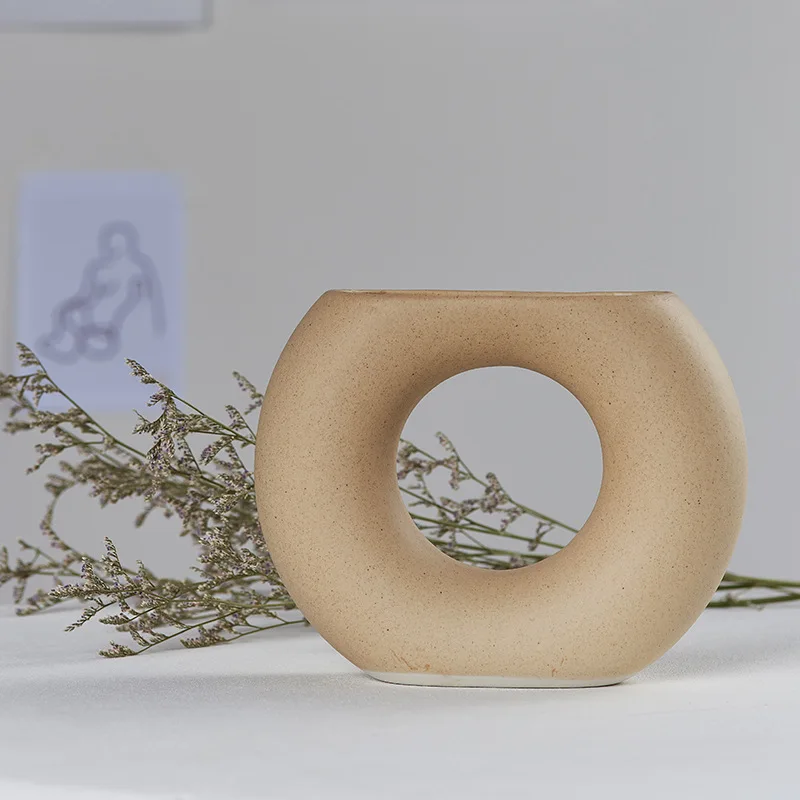 Керамическая ваза в Корейском стиле красная сетчатая Скандинавская для