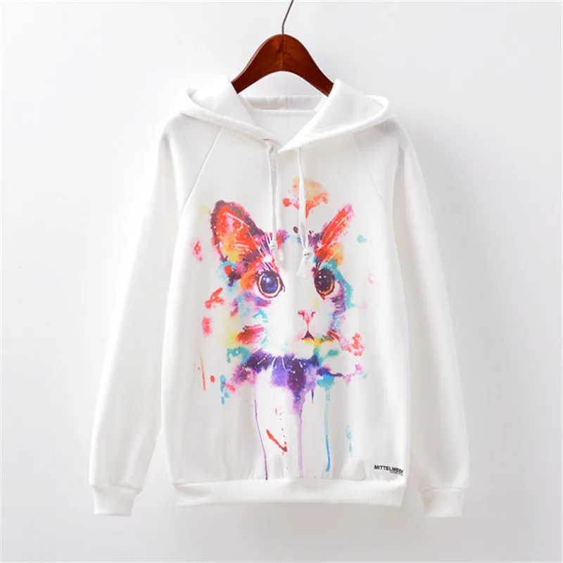 Женский свитшот с длинным рукавом и принтом кошек | Женская одежда