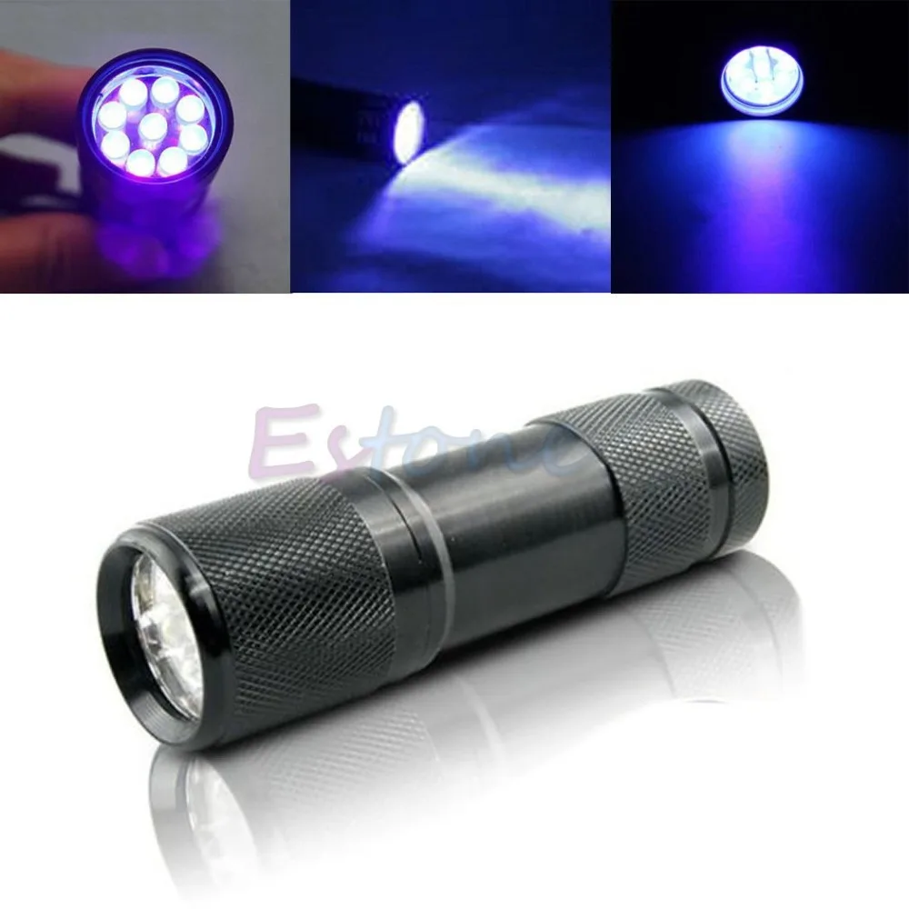 

Mini Detection 9 LED UV Ultra Violet Blacklight Flashlight Torch Light Lamp #RW1209