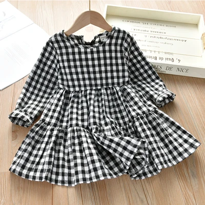 2to 10 year Girls plaid dresses autumn and spring long sleeve fashion female children clothing dress vestido kids clothes