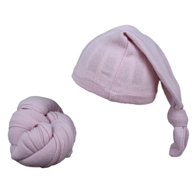 

2 Pcs Newborn Photography Props Baby Receiving Blanket+Beanie Cap Set Infants Sleeping Swaddle Wrap Turban Hat P15C