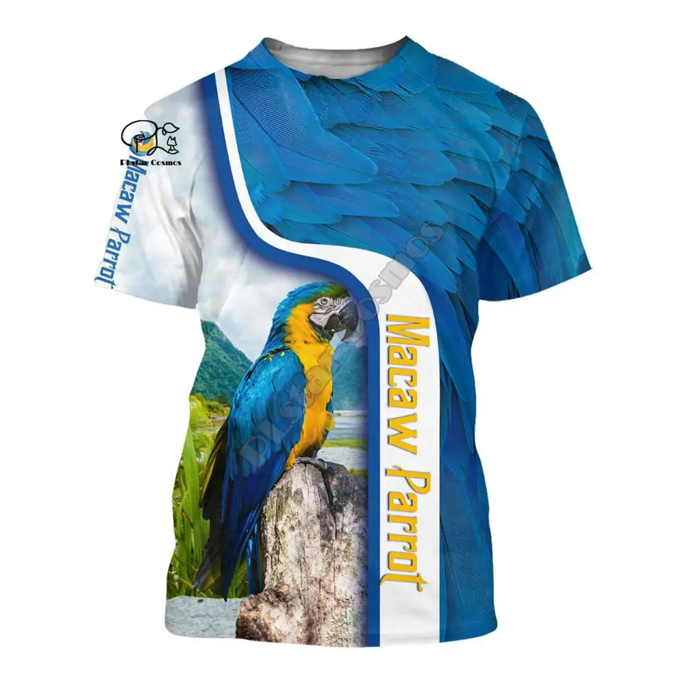 Футболка унисекс летняя с рисунком животных птиц попугаев голубей | Мужская