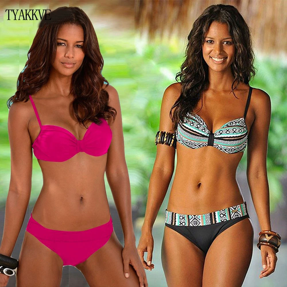 Сексуальный пуш ап бикини размера плюс купальник для женщин в винтажном стиле