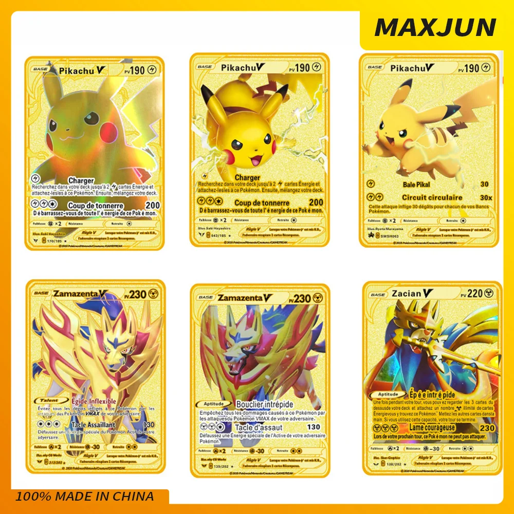 Новые металлические карты V Pokemon самодельная карта желтое ограниченное издание