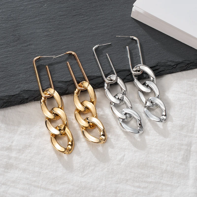 

NEW Street Style Exaggerated Long Chain Dangle Earrings Noble Unusual Earrings Women's Party Dinner Earrings 2021 Trend Jewelry