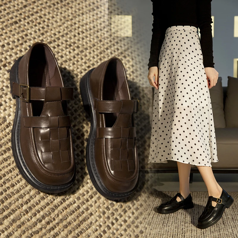 

Женские туфли на низком каблуке, вязаные туфли-оксфорды в британском стиле, классические туфли на плоской подошве, лето 2021