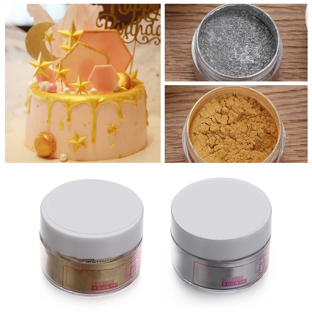 5/15g Edible Glitter Cake Decoration Powder Macaron Chocolate Flash Silver Pearl Baking Color Dust | Дом и сад