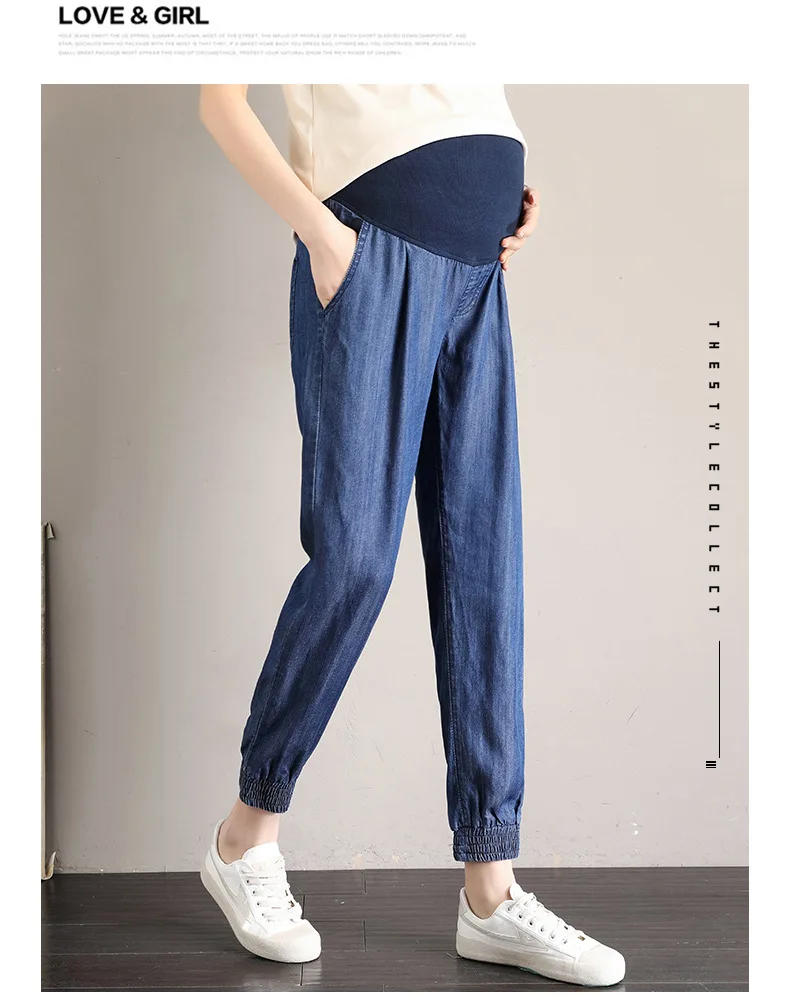 Fdfklak New Maternity Jeans Pants For Pregnant Women Jeans Blue Trousers L-5XL Plus Size Maternity Clothes For Pregnant Pants enlarge