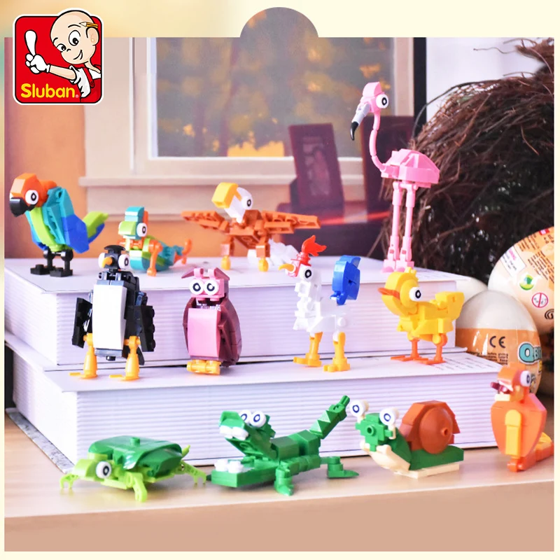 

Sluban Blind Boxes Kids Toy Assembled Building Blocks Simulation Animal Model Egg Boy Children Educational Toy Gift Random Style