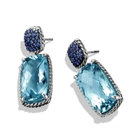 huitan simple versatile geometric dangle earrings for women luxury blue cubic zirconia chic ladys earrings party trendy jewelry