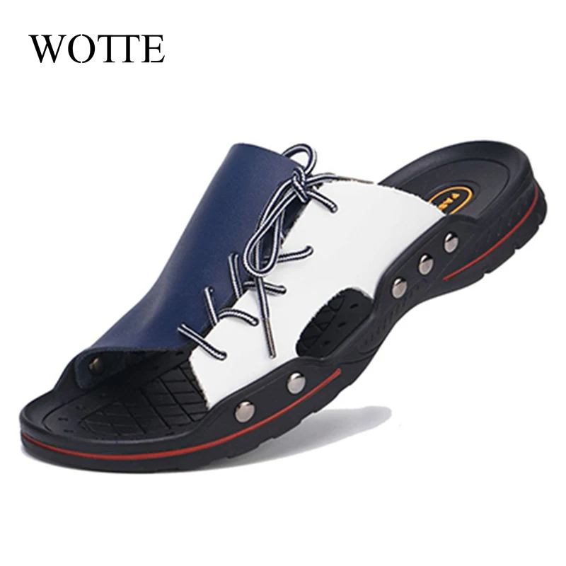 Мужские летние сандалии на плоской подошве мужские шлепанцы Нескользящие