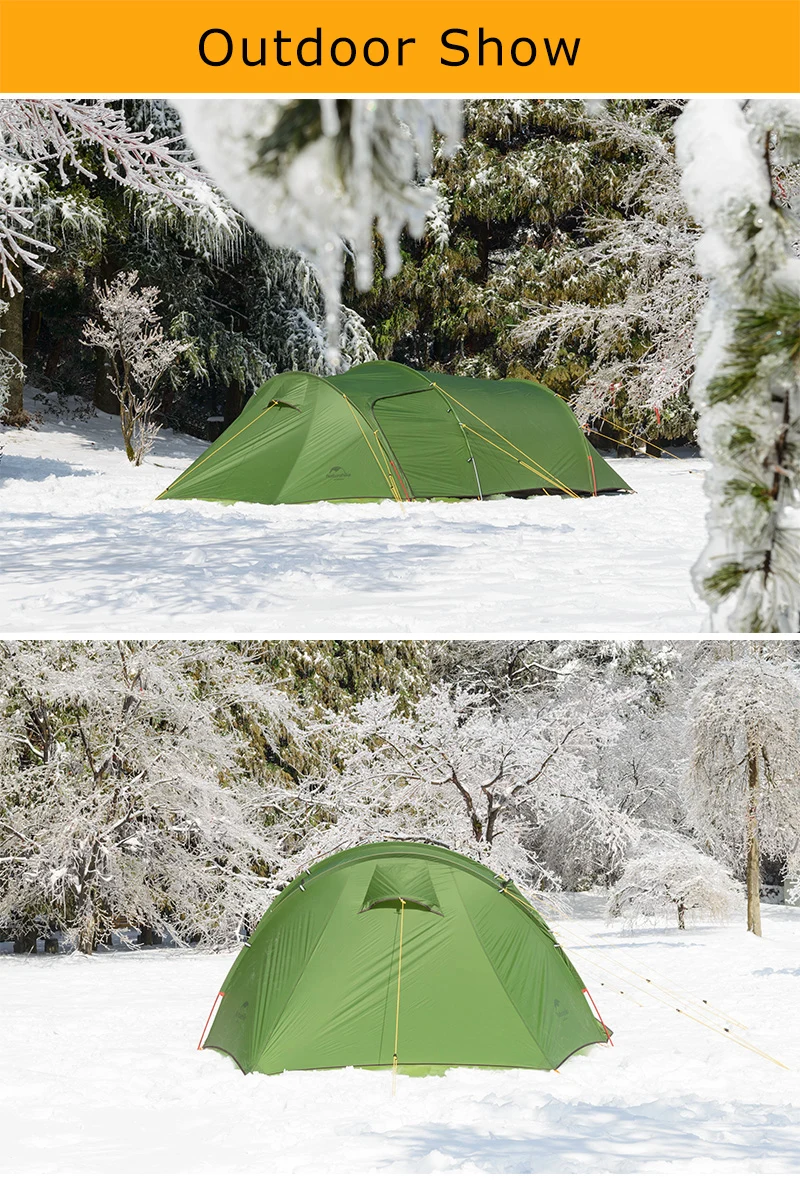Naturehike Открытый Семейный кемпинговый тент Сверхлегкий Opalus туннель непромокаемый тент большое пространство 3 человека кемпинговая палатка NH17L001-L