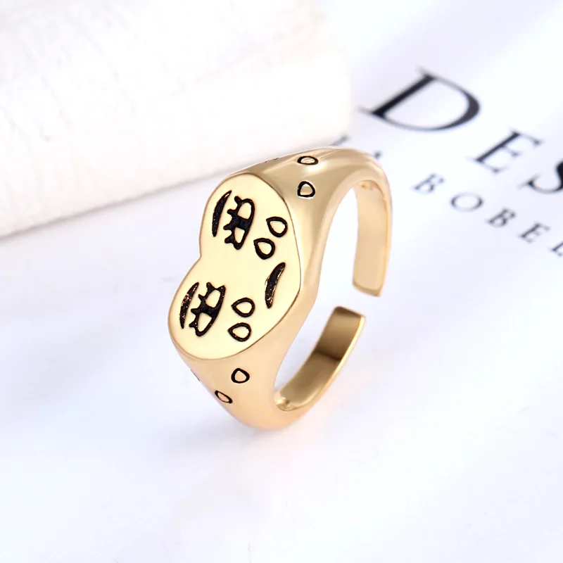 Регулируемое кольцо Goth с сердцем и лицом плача открытые кольца выражением слезы