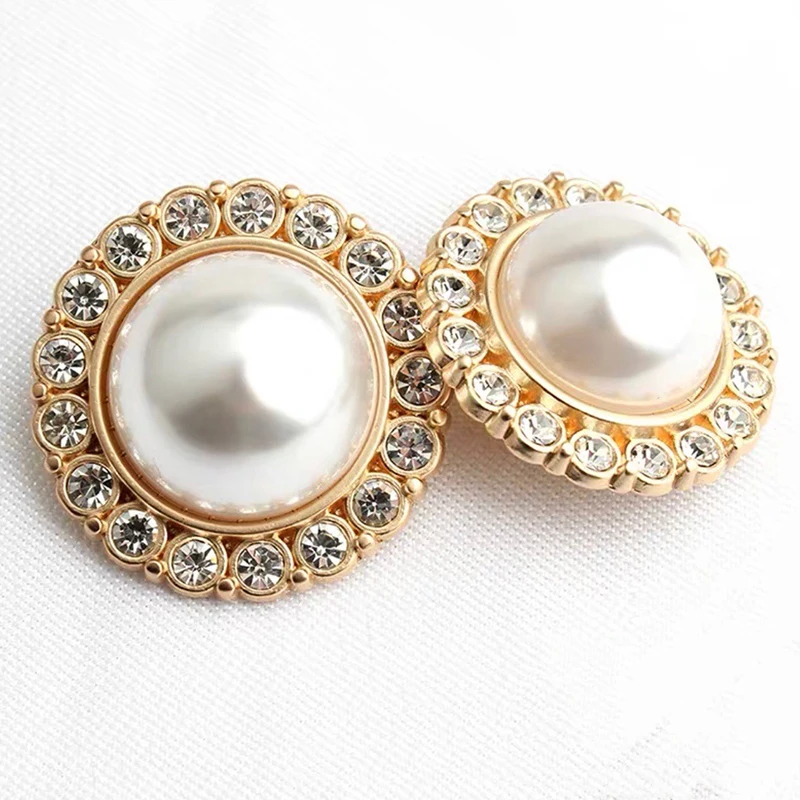 Пуговицы из сплава с жемчугом Ручная работа 5 шт./лот золотистые смешанные