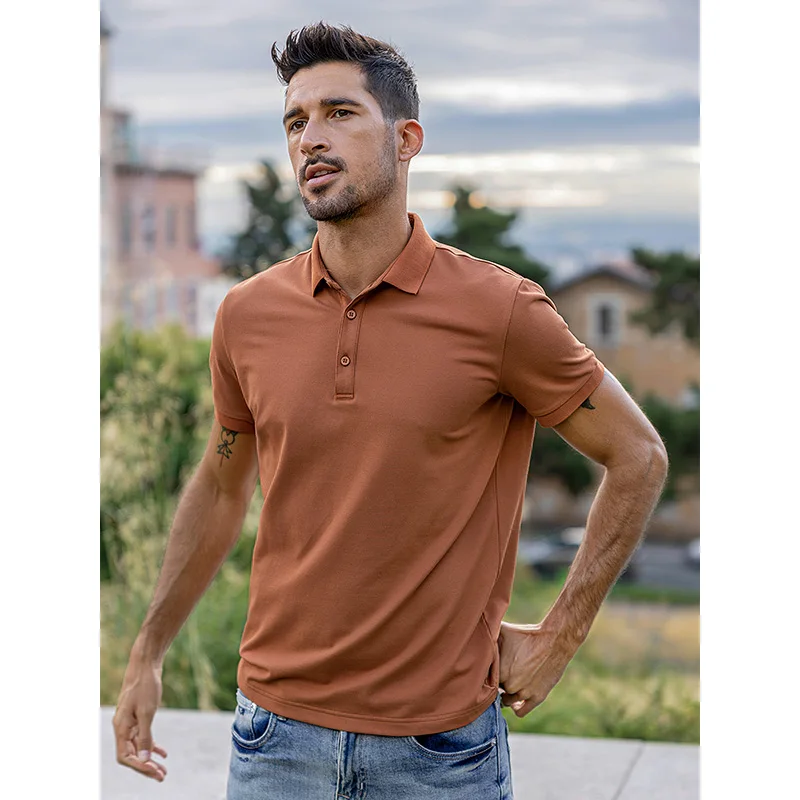 

KUEGOU 2021 New Fashion Clothing Solid Colour Men's polo shirt short sleeves Lapels High Quality Slim Summer Top Plus Size 6498