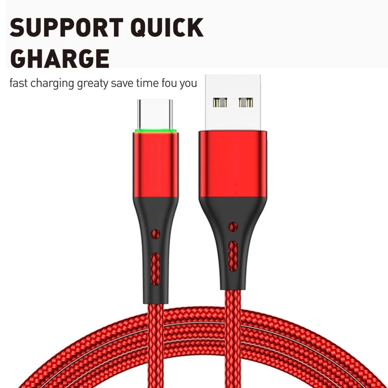 Кабель USB Type-C с функцией быстрой зарядки 360 ° сопротивления изгибу поддержка для