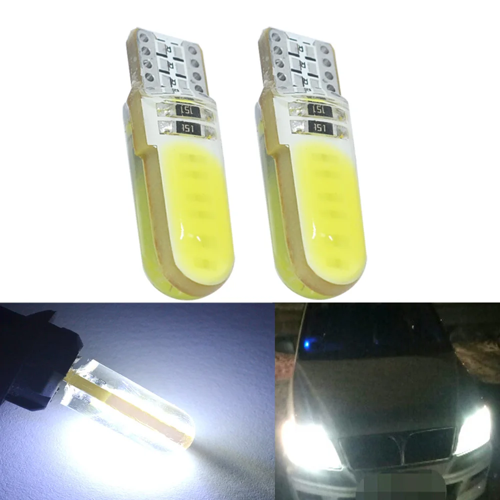 

2pcs New T10 W5W COB Car LED Silicagel Light Wedge Multiple Colour Led Marker Lights Reading Dome Lamp Auto Parking Bulbs 12V