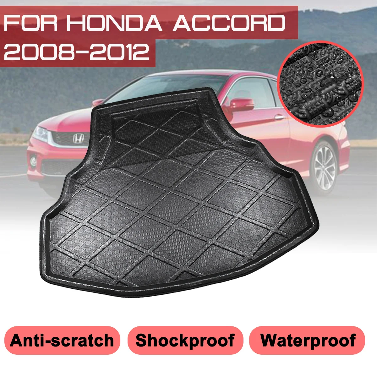 

Автомобильный задний багажник, коврик для ботинок Honda Accord 2008 2009 2010 2011 2012, водонепроницаемые коврики, ковёр, анти-грязевой поднос, грузовой ла...
