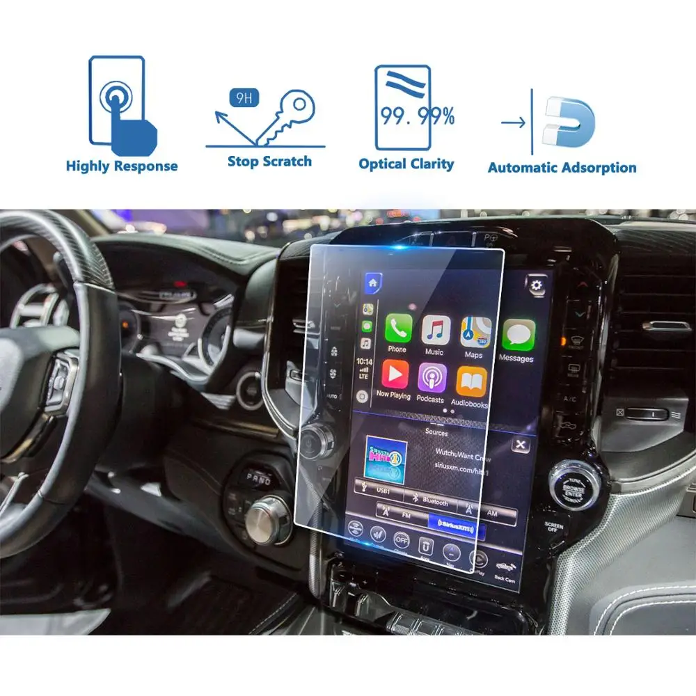 

LFOTPP для Ram 1500 2500 3500 Uconnect 2019-2021 автомобильная навигация с закаленным стеклом, защитная пленка для экрана, автомобильная Защитная Наклейка для ...