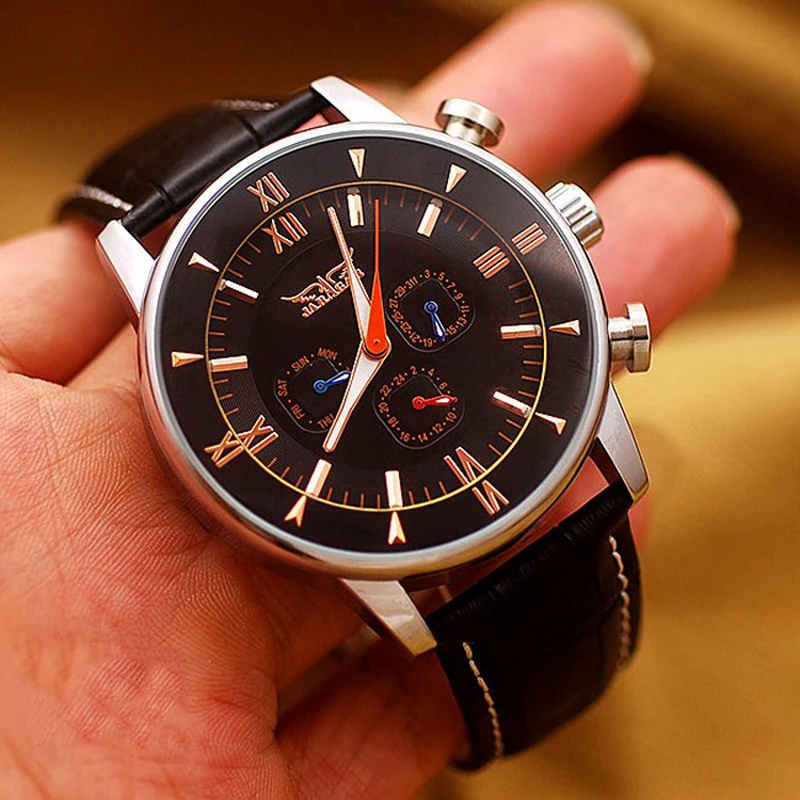 Часы наручные JARAGAR Мужские механические брендовые автоматические Модные