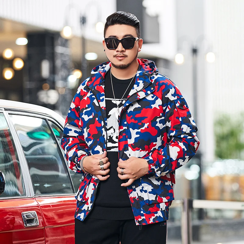 

100KG fat Military Camouflage Jacket men Hoodie Coats Plus Size Mens Jackets Man Spring Autumn Large Camouflage Windbreakers