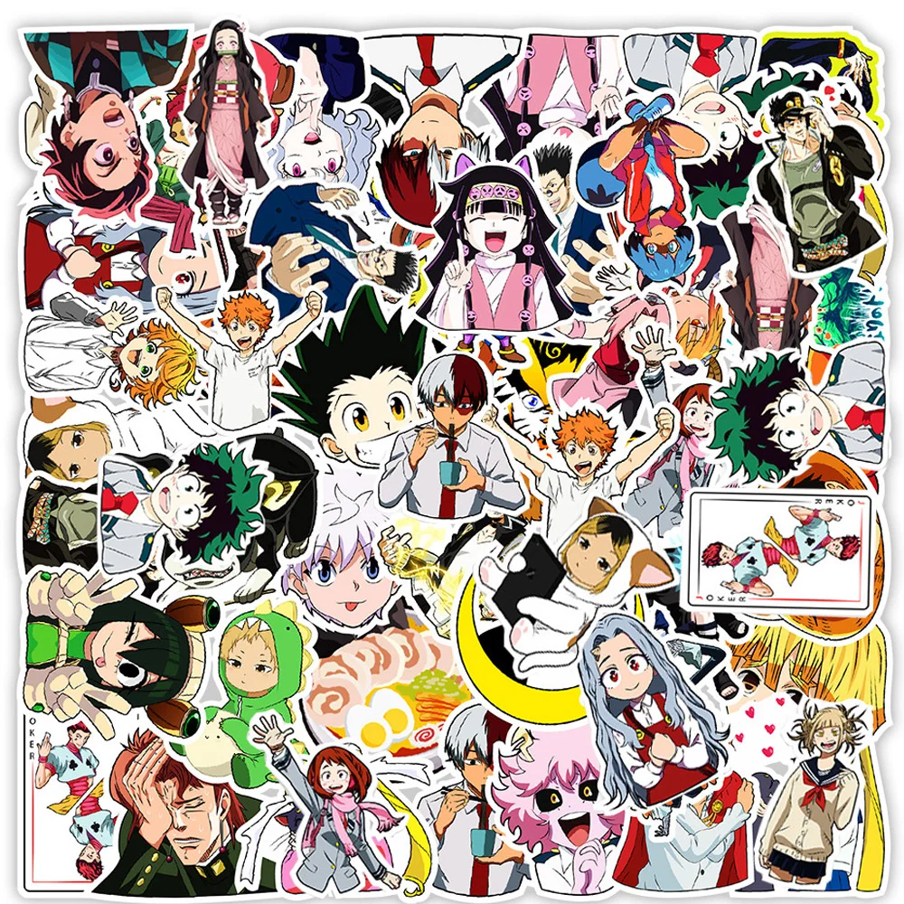 

10/30/50PCS Demon Slayer Haikyuu!! Stickers Aesthetic DIY Laptop Water Bottle Scrapbooking Cartoon Decal Sticker for Kid Toy