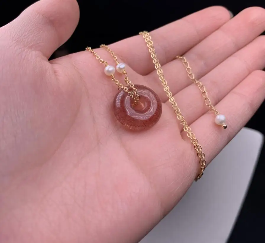 

Women's 14k Pure Natural Strawberry Crystal Necklace