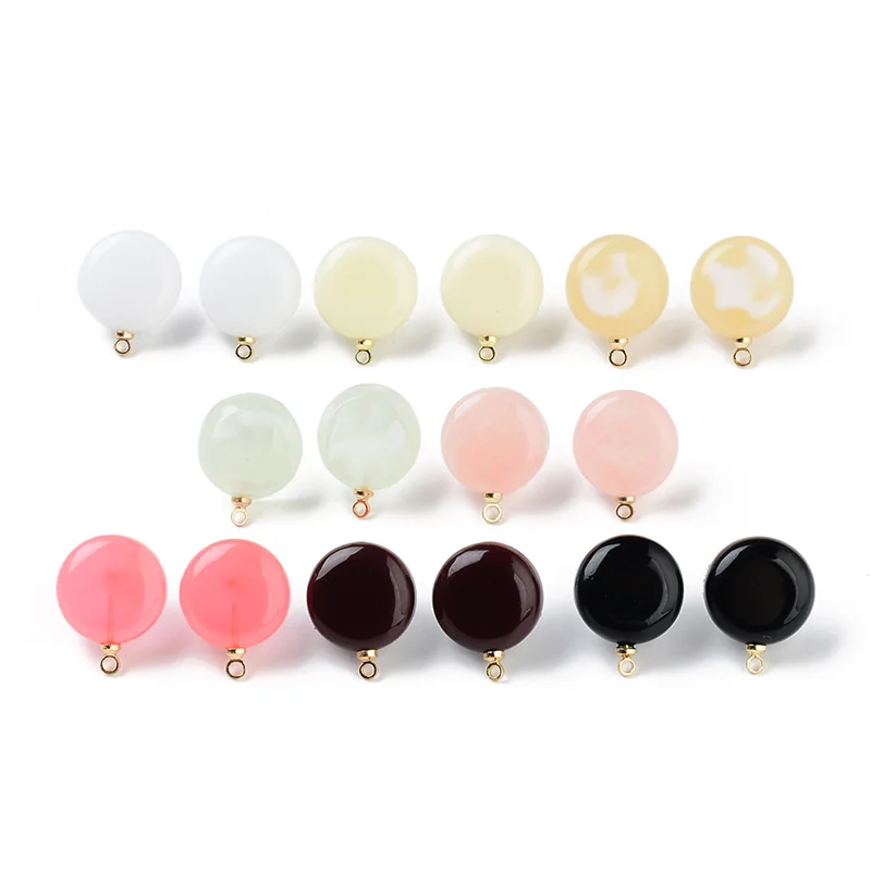 

10PCS 925 Silver Needle Macaron Color Stud Earring Acrylic Round Resin Ear Pin DIY Earrings Ornament Material Accessories