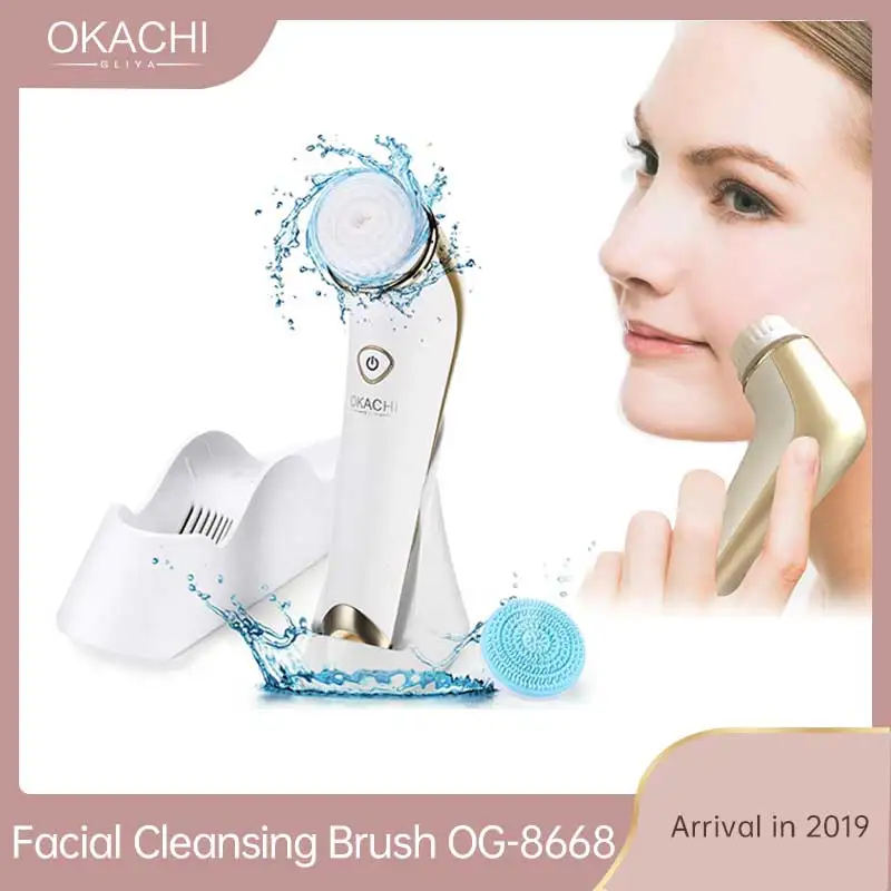 

OKACHI GLIYA Silicone Electric Facial Cleansing Brush Makeup Blackheads Removal & Exfoliation Induction Drying System Waterproof