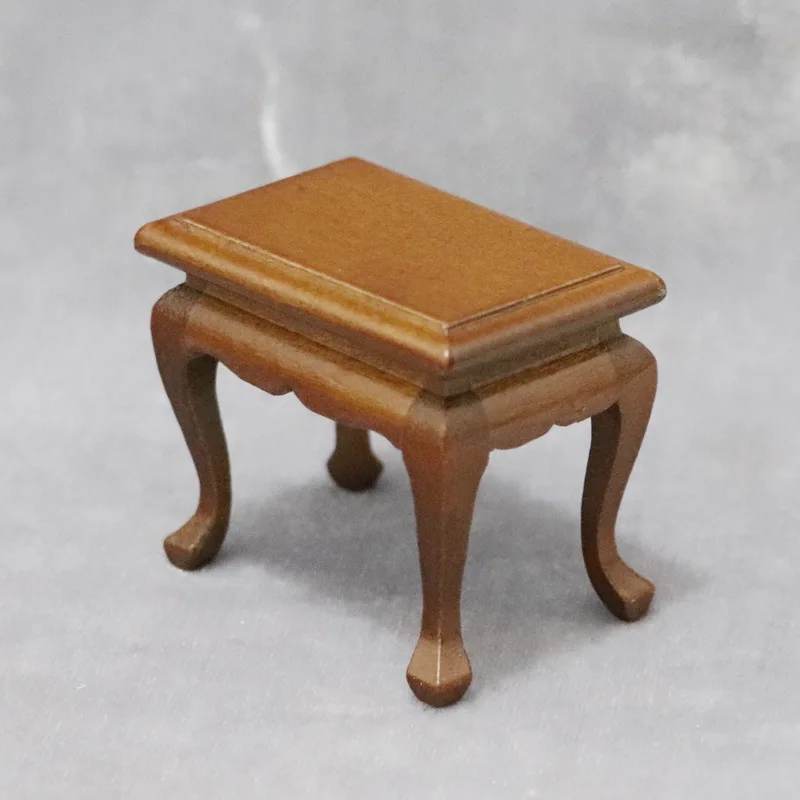 

1:12 Diy Doll House Miniature Furniture Model Art European Classical Walnut Color Coffee Table