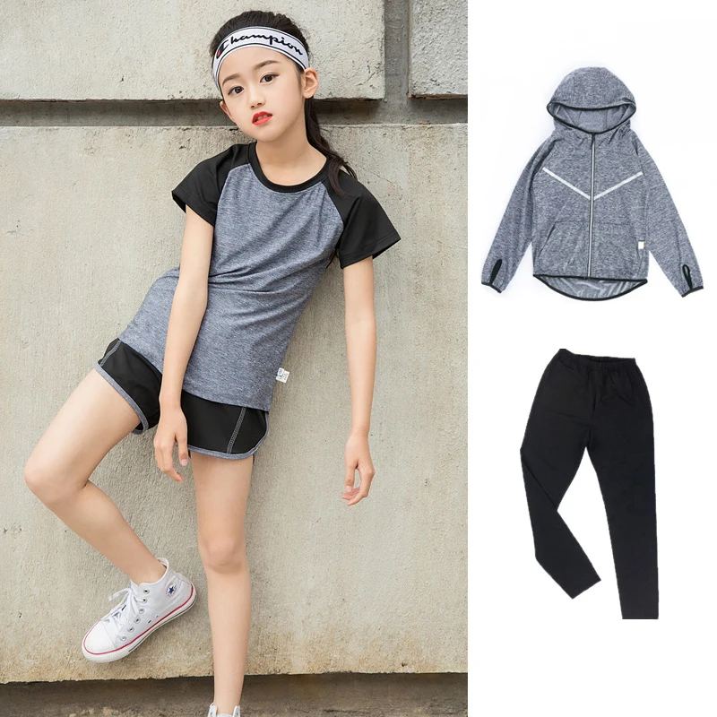 Детская футболка для фитнеса Для девочек спортивный костюм бега спортивные