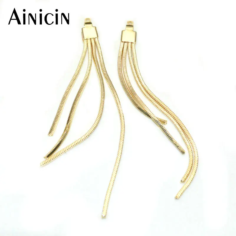 

New Arrial 1mm Box Chain Copper Tassels Fashion Earrings Making Findings 5x65mm Colorfast Gold Plating Jewelry 20pcs/lot