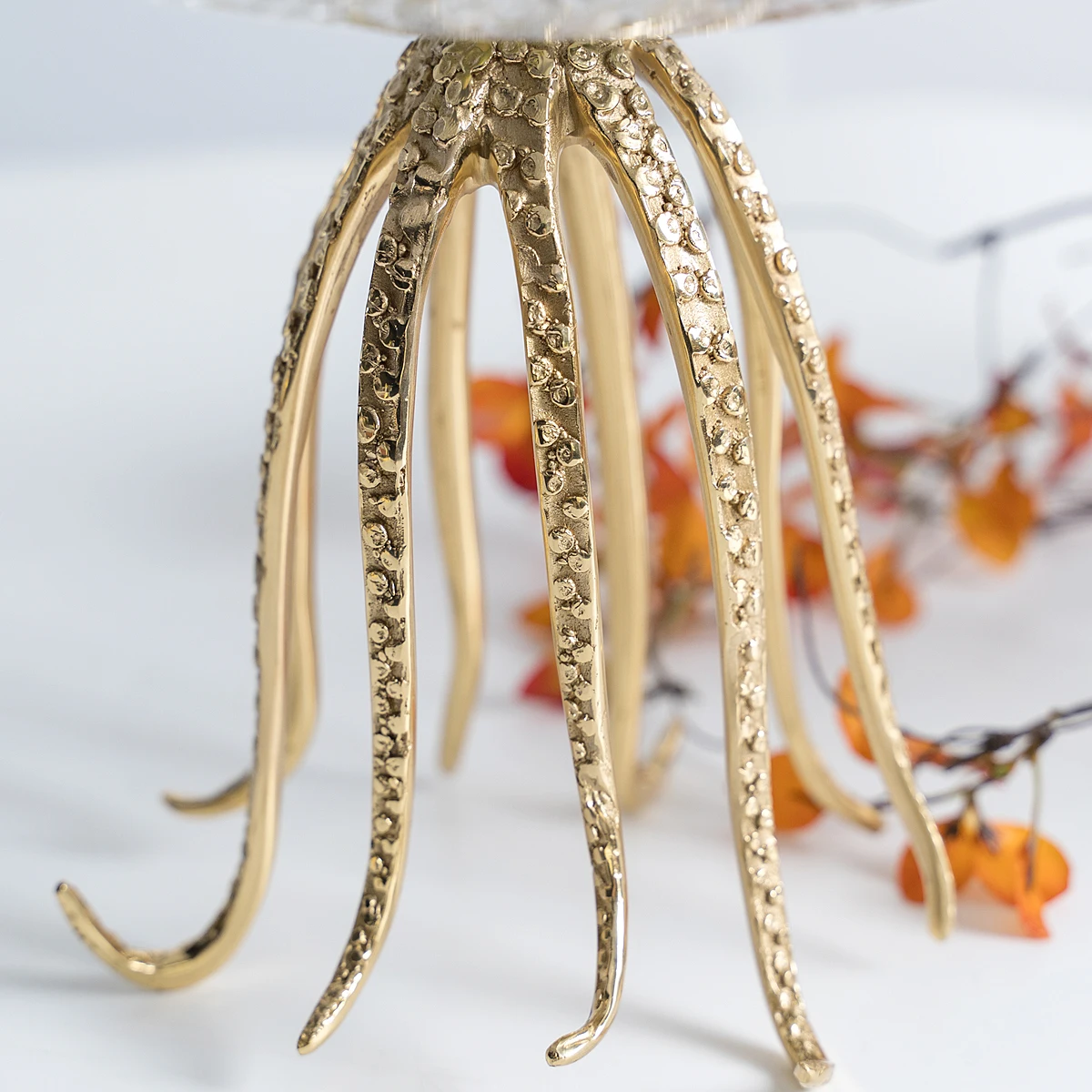 Роскошная металлическая статуя в форме осьминога домашняя стеклянная тарелка