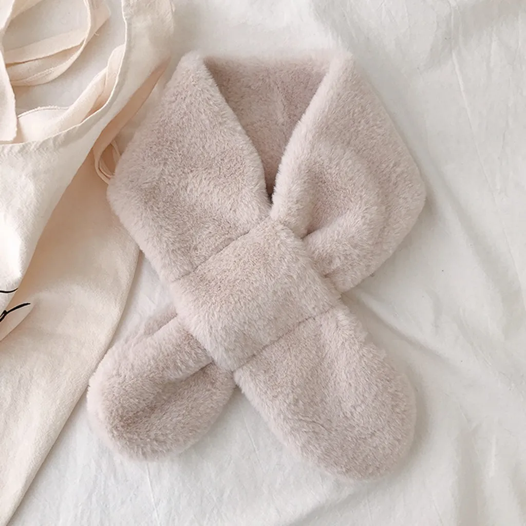 2019 женский шарф модный зимний из искусственного меха чистый цвет верхняя одежда