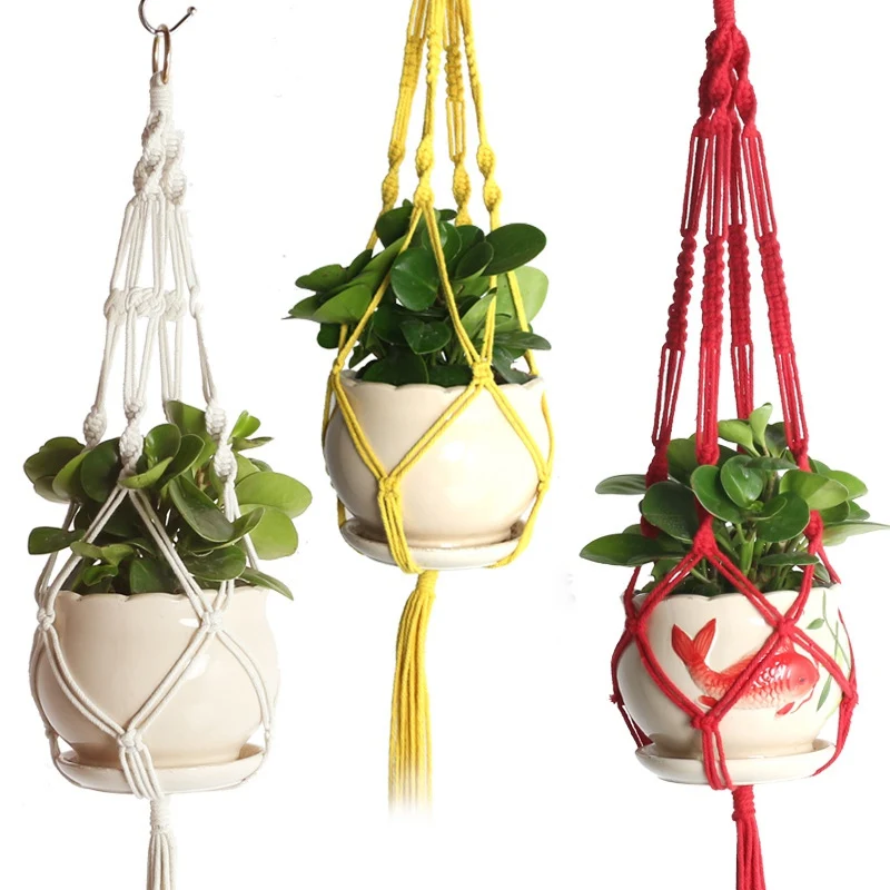 

Handgemaakte Plant Hangers Macrame Muur Opknoping Plant Hanger Katoenen Touw Pannenlap Bloempot Houder Mand Plant HolderThuis