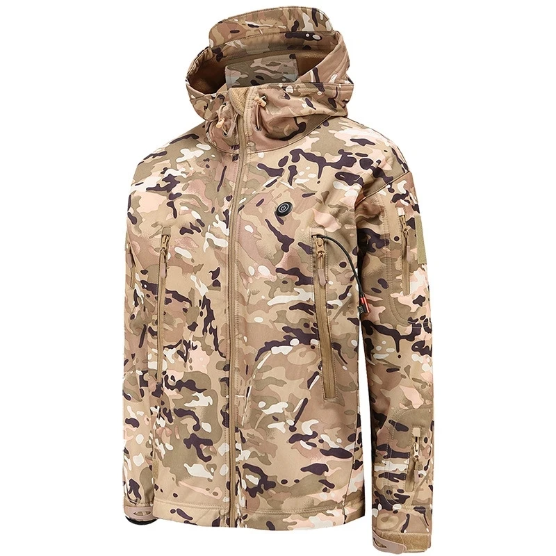 

2021 Winter Electric Heating Jacket USB Smart Men Women Thick Heated Jackets Camouflage Hooded Heat Hunting Ski Suit