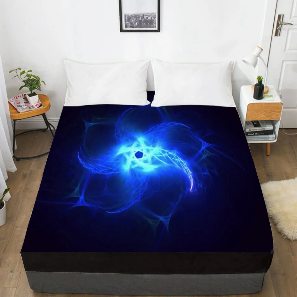 

3D Bed Sheet with Elastic Fitted Sheet Double Mattress Cover 135/150/180/200/160x200 Black Gold Butterfly Bedding Wedding