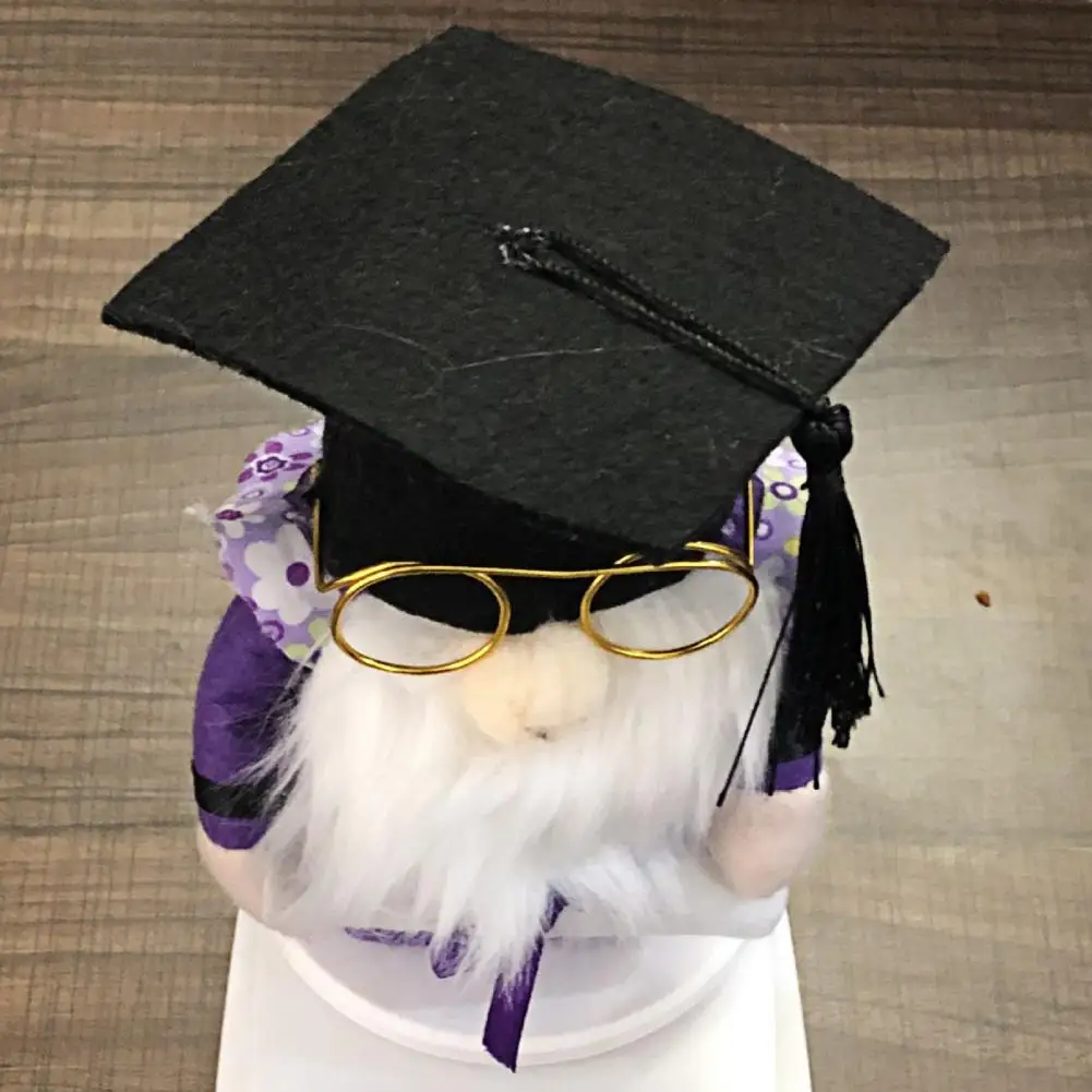 

Faceless Old Man Doll Soft Handmade Purple Graduation Season Gift Dwarf Ornament for School