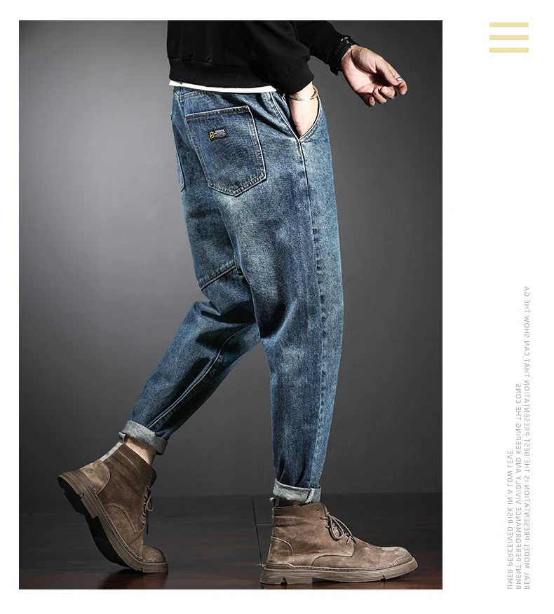 

Summer New Men's Loose Jeans Fashion Simple Solid Color Jeans Straight Ankle-Length Pants Cotton High Quality Denim Pants