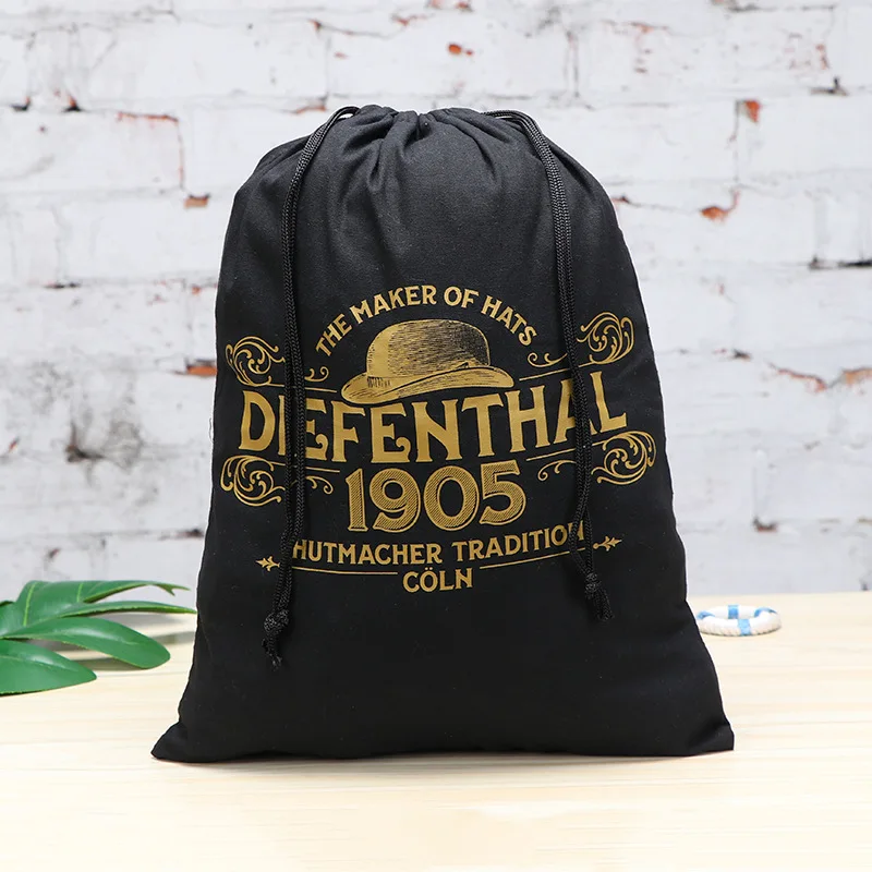 Хлопковый мешок черные хлопковые мешки на шнурке упаковка для ювелирных изделий